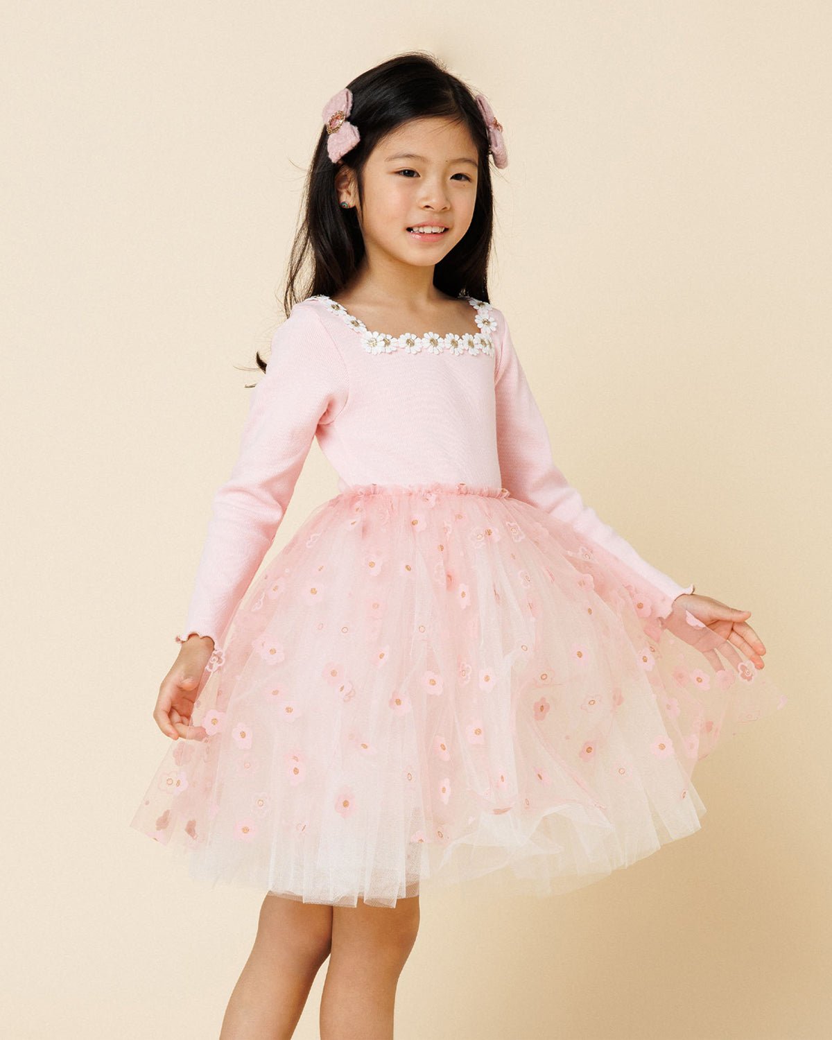 Petite Hailey Flower Lace Tutu Dress Pink - Princess and the Pea Boutique