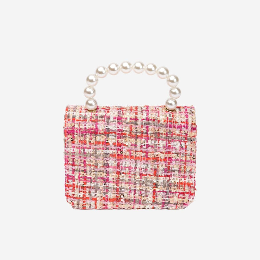 Petite Hailey Flower Tweed Tote - Dark Pink - Princess and the Pea Boutique