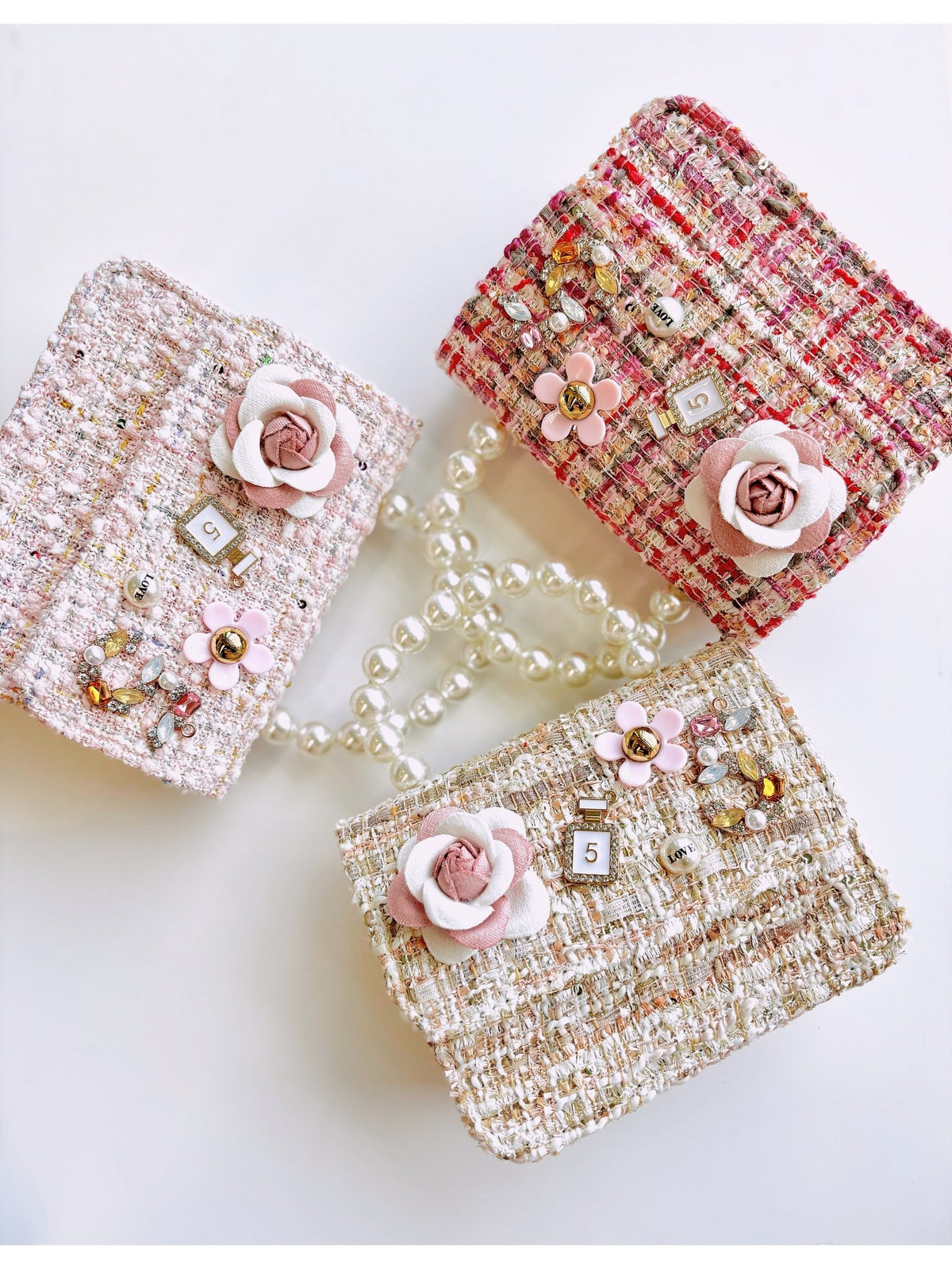 Petite Hailey Flower Tweed Tote - Ivory - Princess and the Pea Boutique