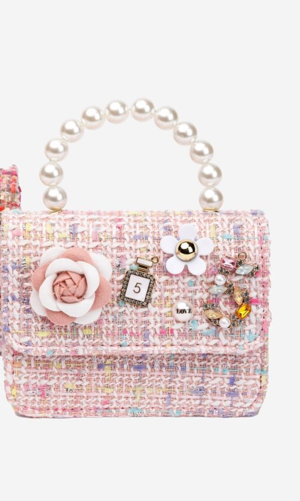 Petite Hailey Flower Tweed Tote - Light Pink - Princess and the Pea Boutique
