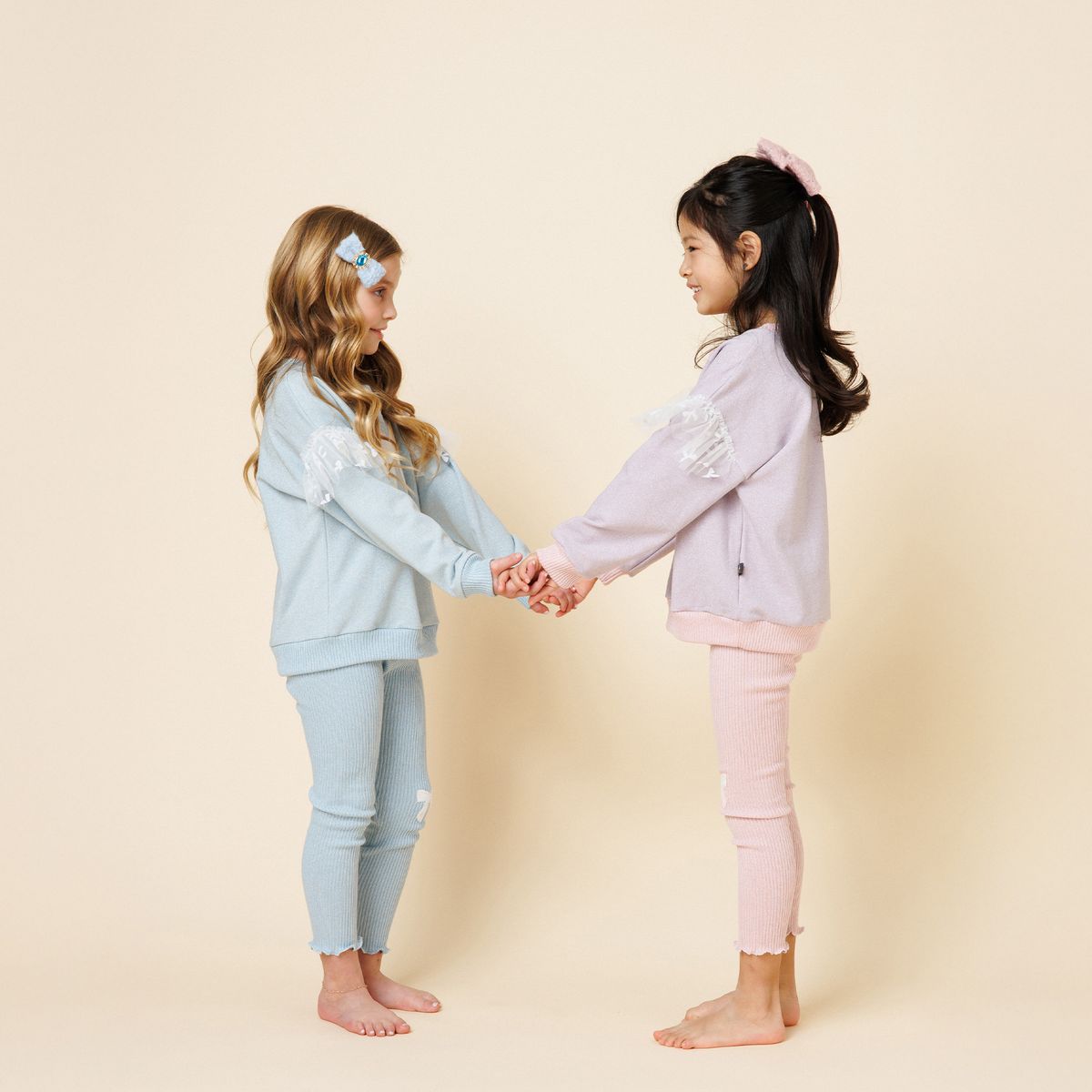 Petite Hailey Glitter Bow Frill Sweatshirt Set - Sky Blue - Princess and the Pea Boutique