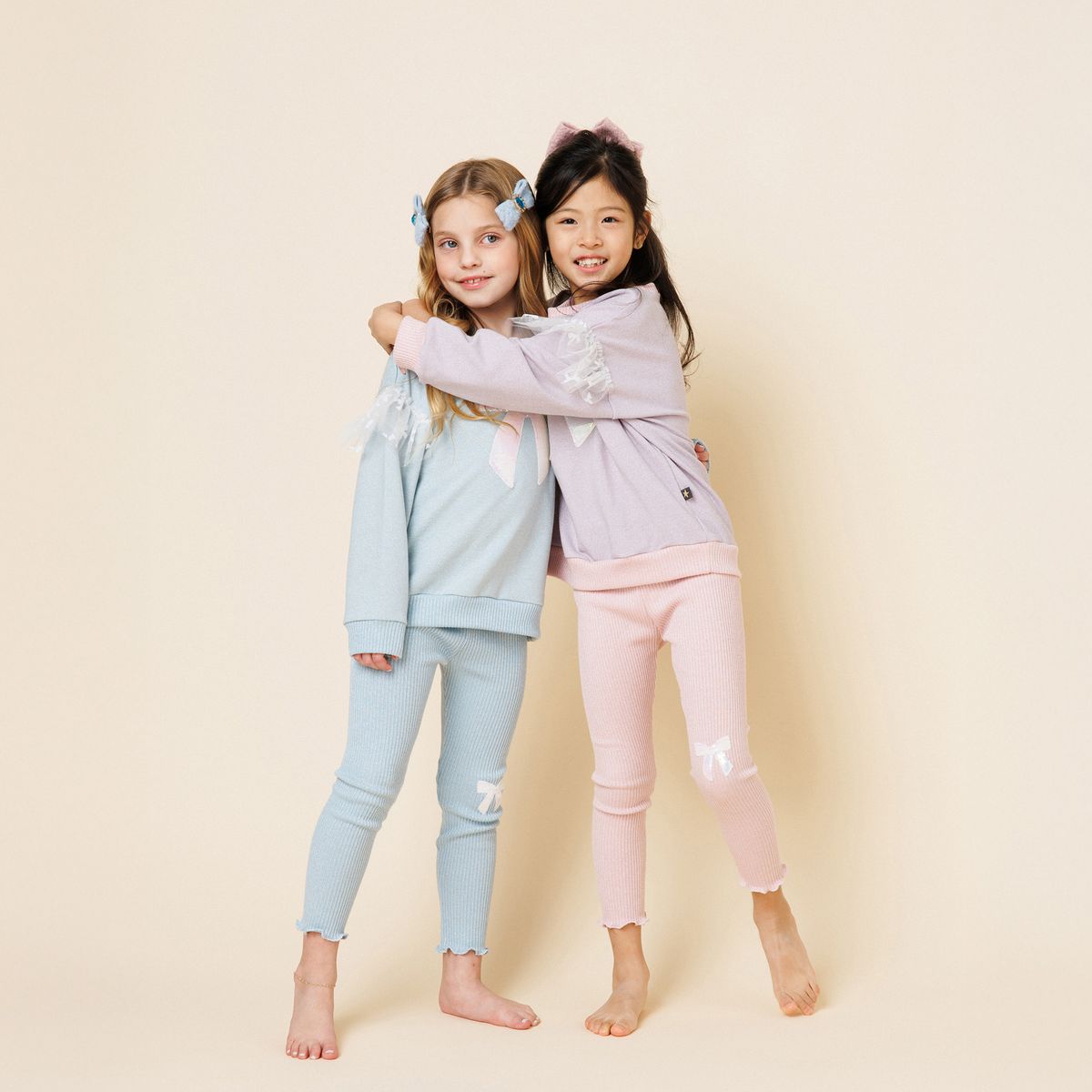 Petite Hailey Glitter Bow Frill Sweatshirt Set - Sky Blue - Princess and the Pea Boutique