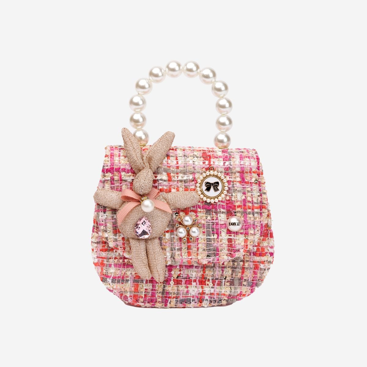 Petite Hailey Rabbit Tweed Tote - Dark Pink - Princess and the Pea Boutique