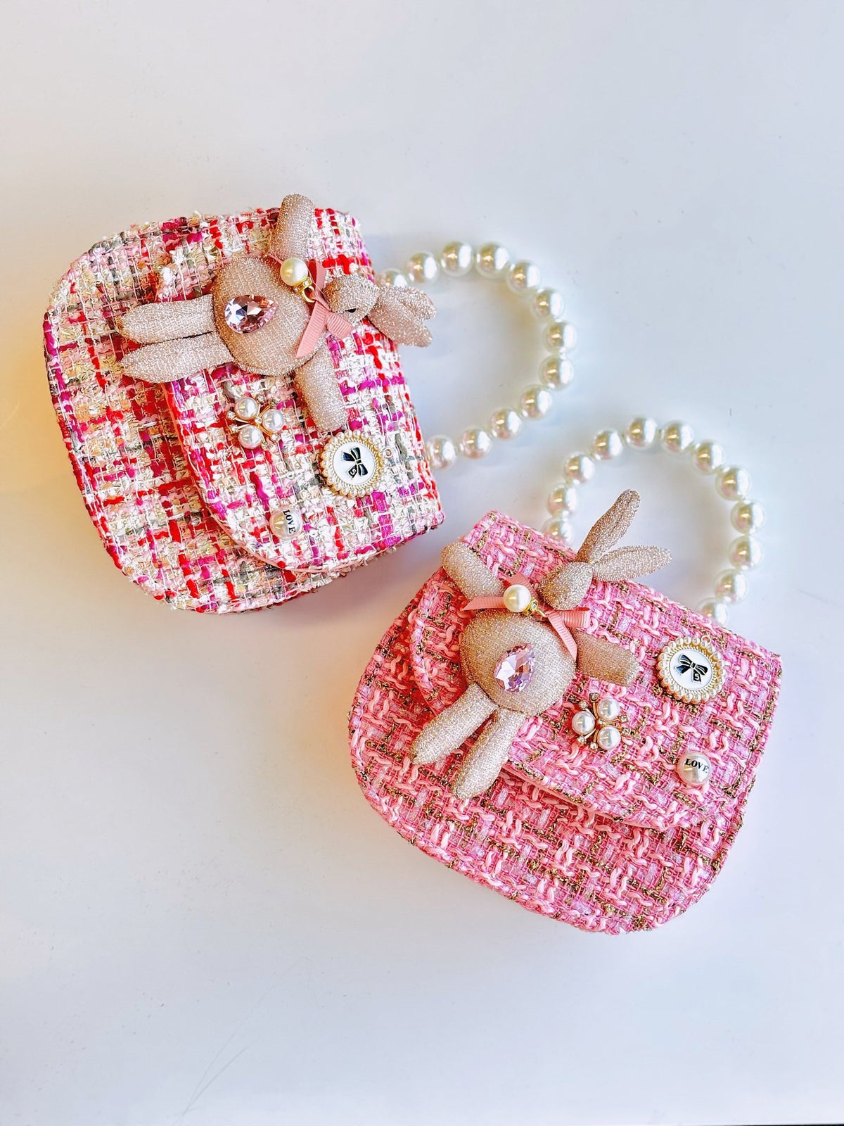 Petite Hailey Rabbit Tweed Tote - Pink - Princess and the Pea Boutique