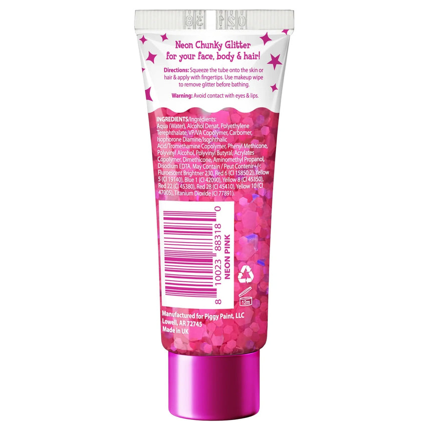Piggy Paint Chunky Confetti Glitter Gel - Neon Pink - Princess and the Pea Boutique