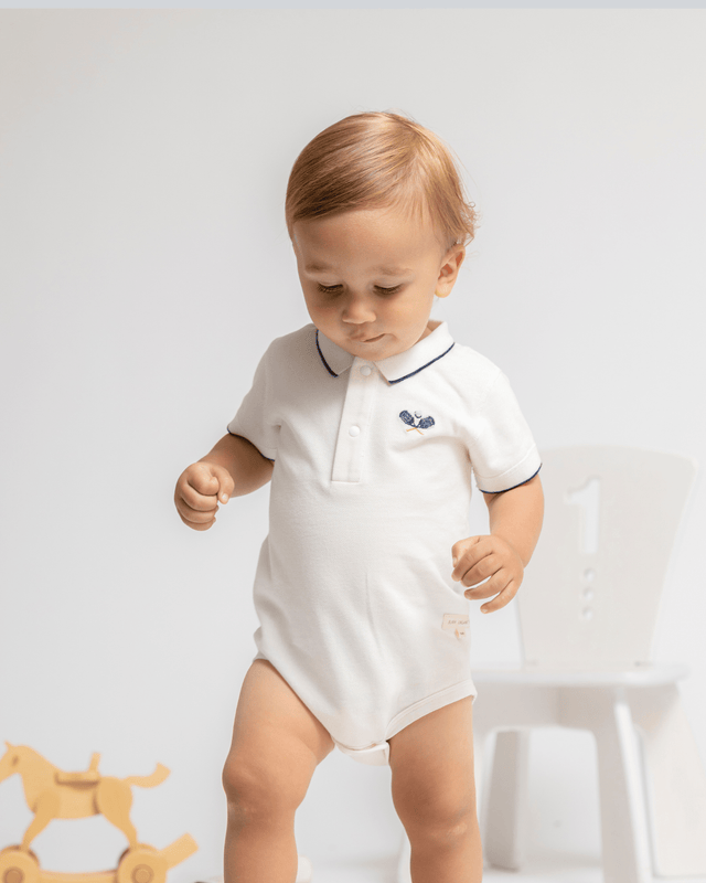 Polo Bodysuit - Tennis Embroidery - Princess and the Pea Boutique
