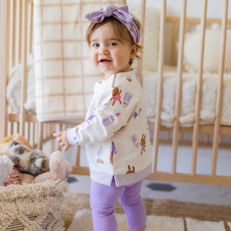 Purple headband with all over print, newborn - Princess and the Pea Boutique