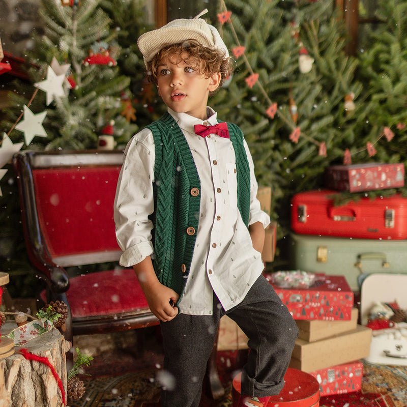 Red Corduroy Bow Tie - Reindeer - Princess and the Pea Boutique