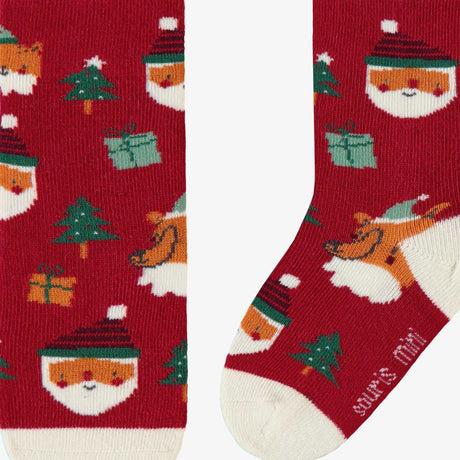 Red socks with festive patterns, child - Princess and the Pea Boutique