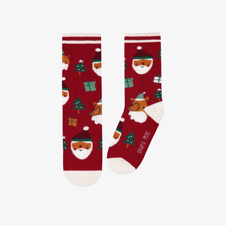 Red socks with festive patterns, child - Princess and the Pea Boutique