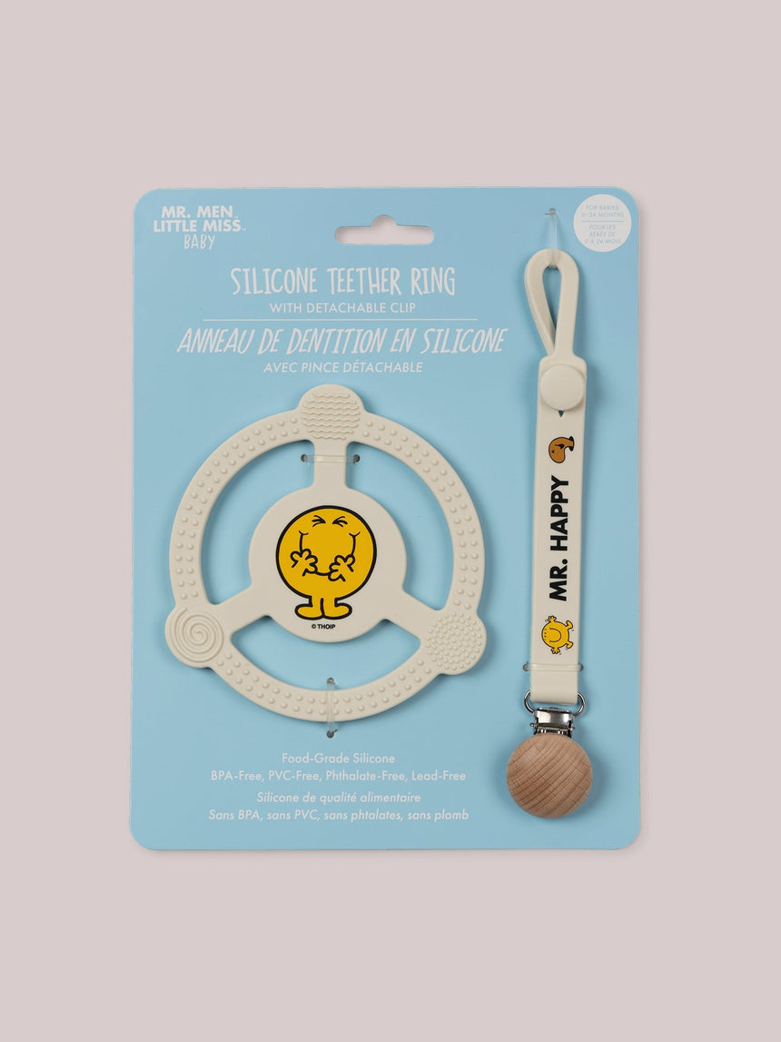 Silicone Teether Ring & Detachable Clip - Mr. Happy™ - Princess and the Pea Boutique