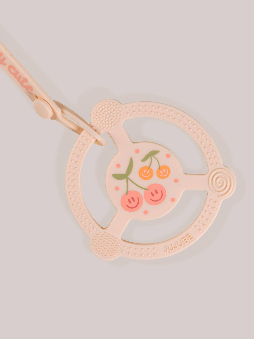 Silicone Teether Ring with Detachable Clip Cherry - Princess and the Pea Boutique