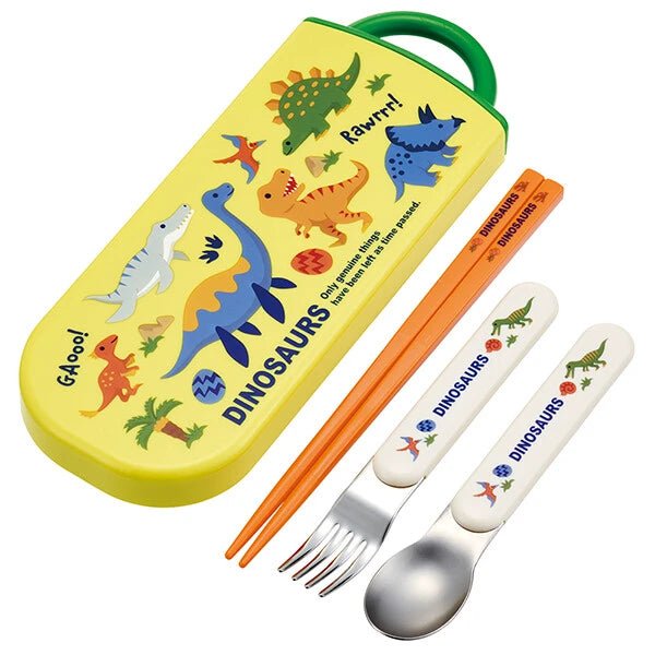Skater Antibacterial Dishwasher-Safe Sliding Cutlery Set - Dino - Princess and the Pea Boutique