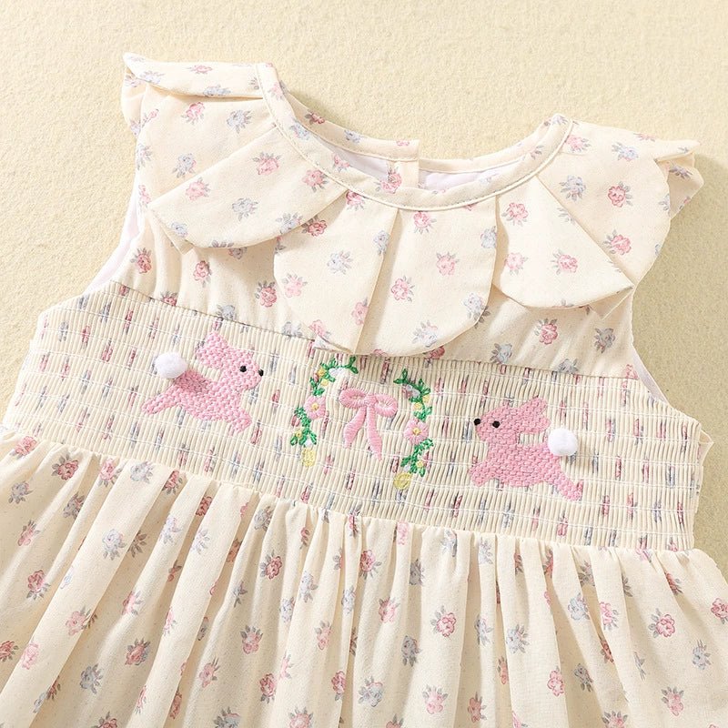 Smocked Floral Baby Dress with Ruffle Collar - Princess and the Pea Boutique