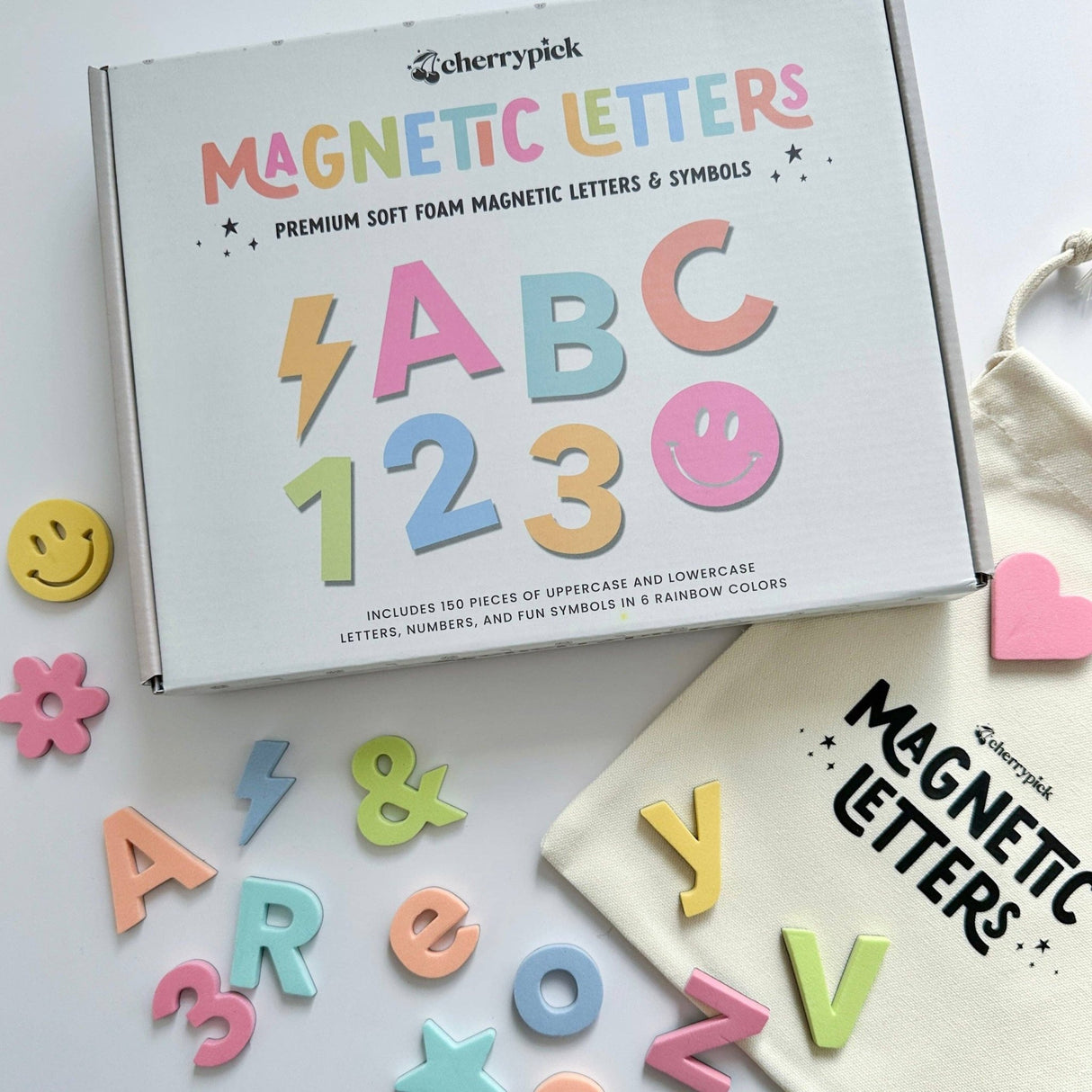Soft Foam Magnetic Letters & Symbols 150pc Set: Pastel Rainbow - Princess and the Pea Boutique