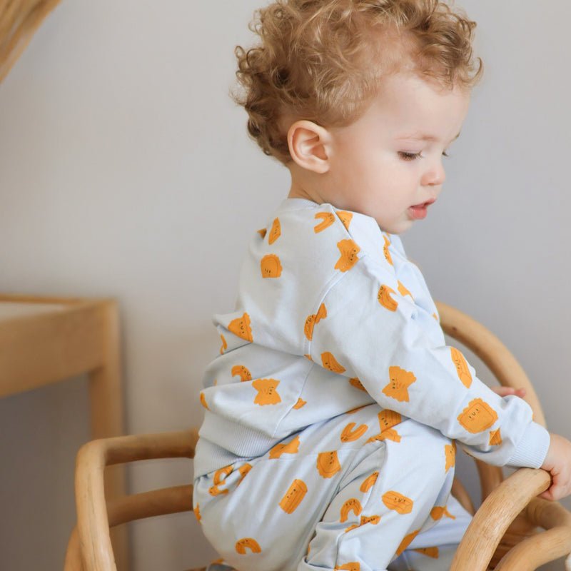 Souris Mini Baby Blue Pants with Pasta Pattern - Princess and the Pea Boutique