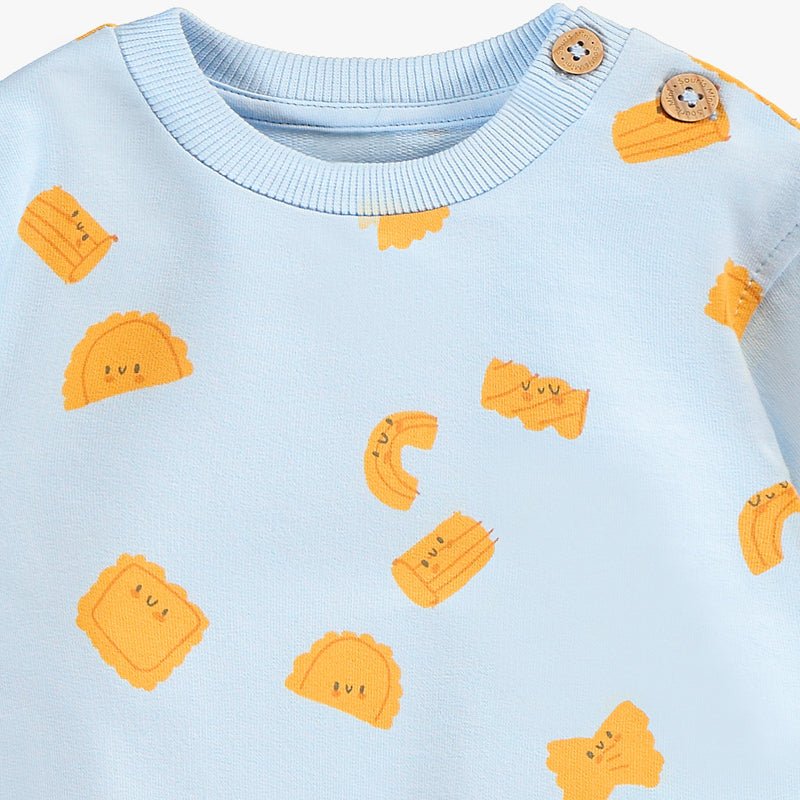 Souris Mini Blue sweater with pasta pattern - Princess and the Pea Boutique