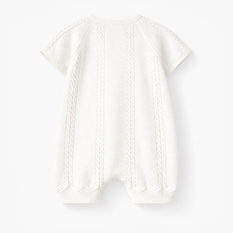 Souris Mini Cream knit romper with pointelle pattern - Princess and the Pea Boutique