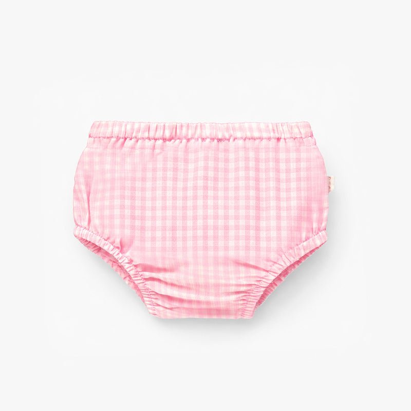 Souris Mini Pink checkered dress and bloomers with eyelet embroidery - Princess and the Pea Boutique