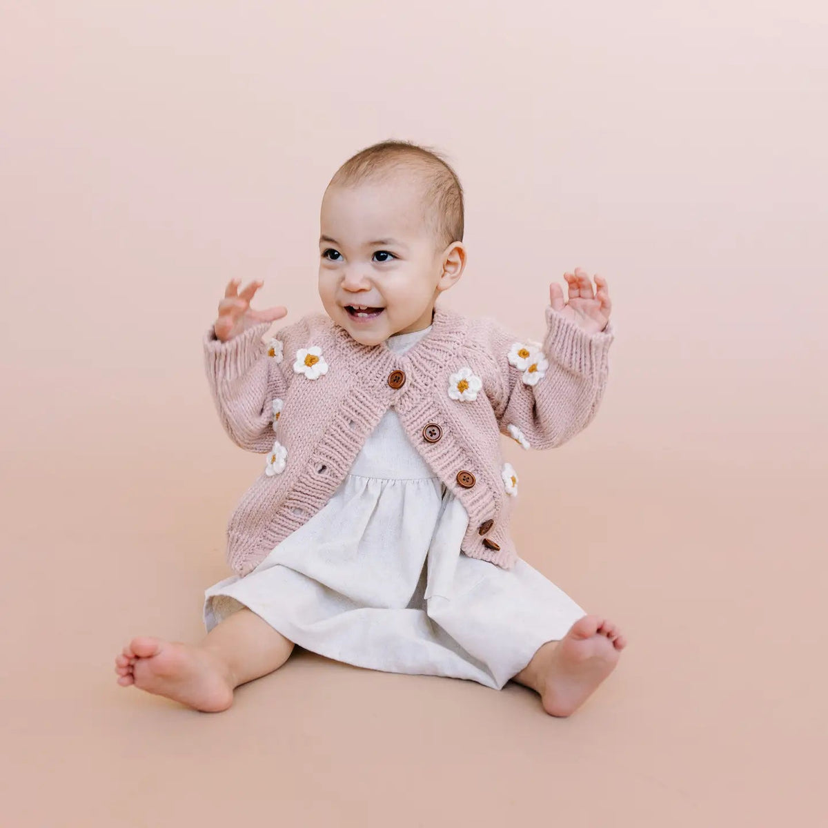 The Blueberry Hill Flower Cardigan Blush - Princess and the Pea Boutique