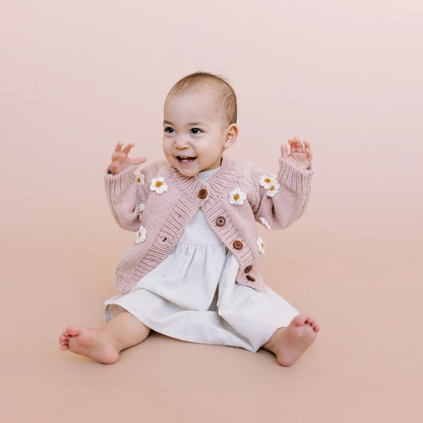 The Blueberry Hill Flower Cardigan Blush - Princess and the Pea Boutique