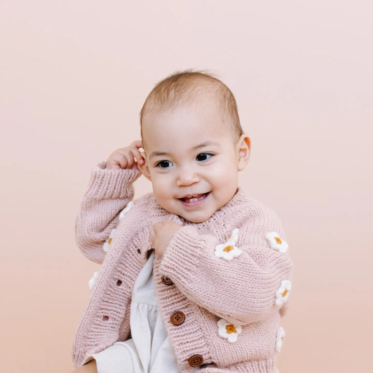 The Blueberry Hill Flower Cardigan Blush - Princess and the Pea Boutique