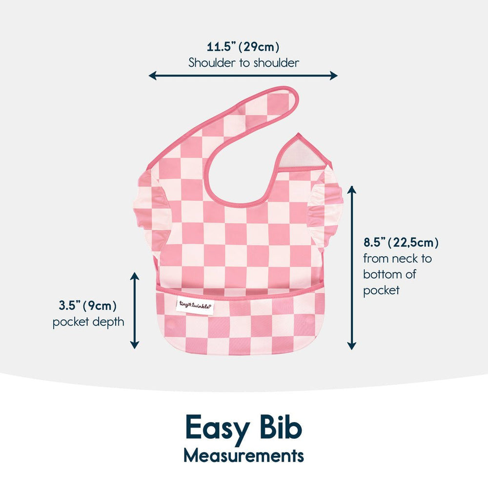 Tiny Twinkle - Mess - proof Easy Bib 3 Pack - Pink, Brown Checkers, Solid Pink - Princess and the Pea Boutique