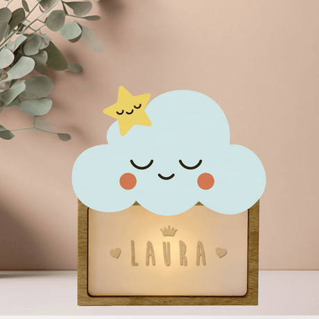 Vintiun Personalized Sleeping Cloud Table Lamp - Princess and the Pea Boutique
