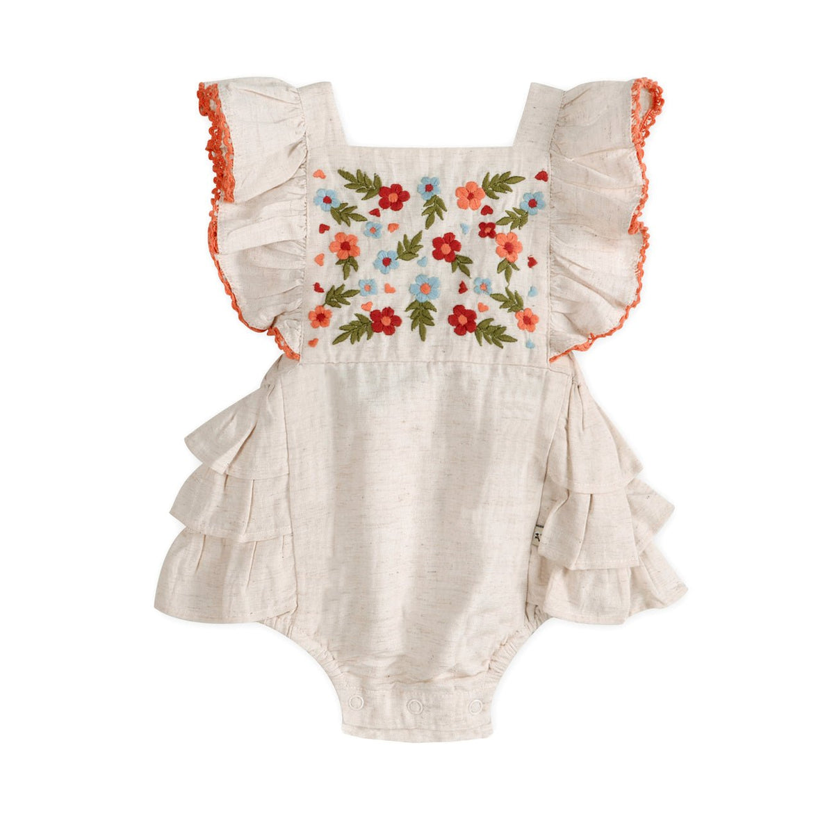 Viverano Organics Anya Embroidered Baby Romper + Headband - Linen Blend - Princess and the Pea Boutique