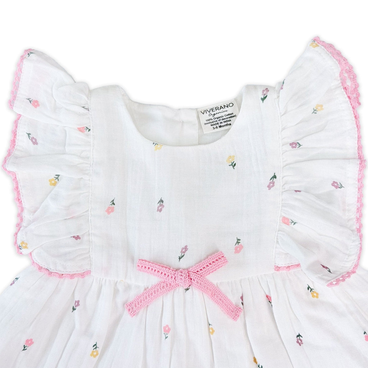 Viverano Organics Sylvie Flower Baby Dress + Bloomer - White - Princess and the Pea Boutique