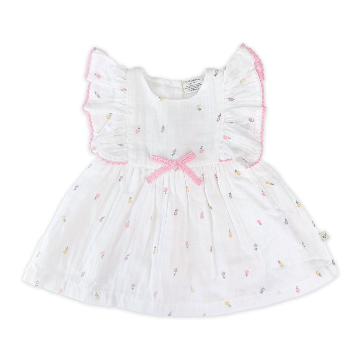 Viverano Organics Sylvie Flower Baby Dress + Bloomer - White - Princess and the Pea Boutique