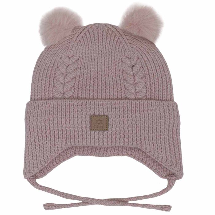 Calikids Knit Soft Touch Hat 2 Fur PomPom - Lotus