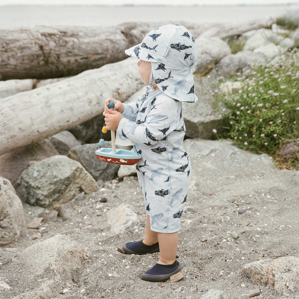 Jan N Jul Kids One Piece UV Sun Suit - Whale Play