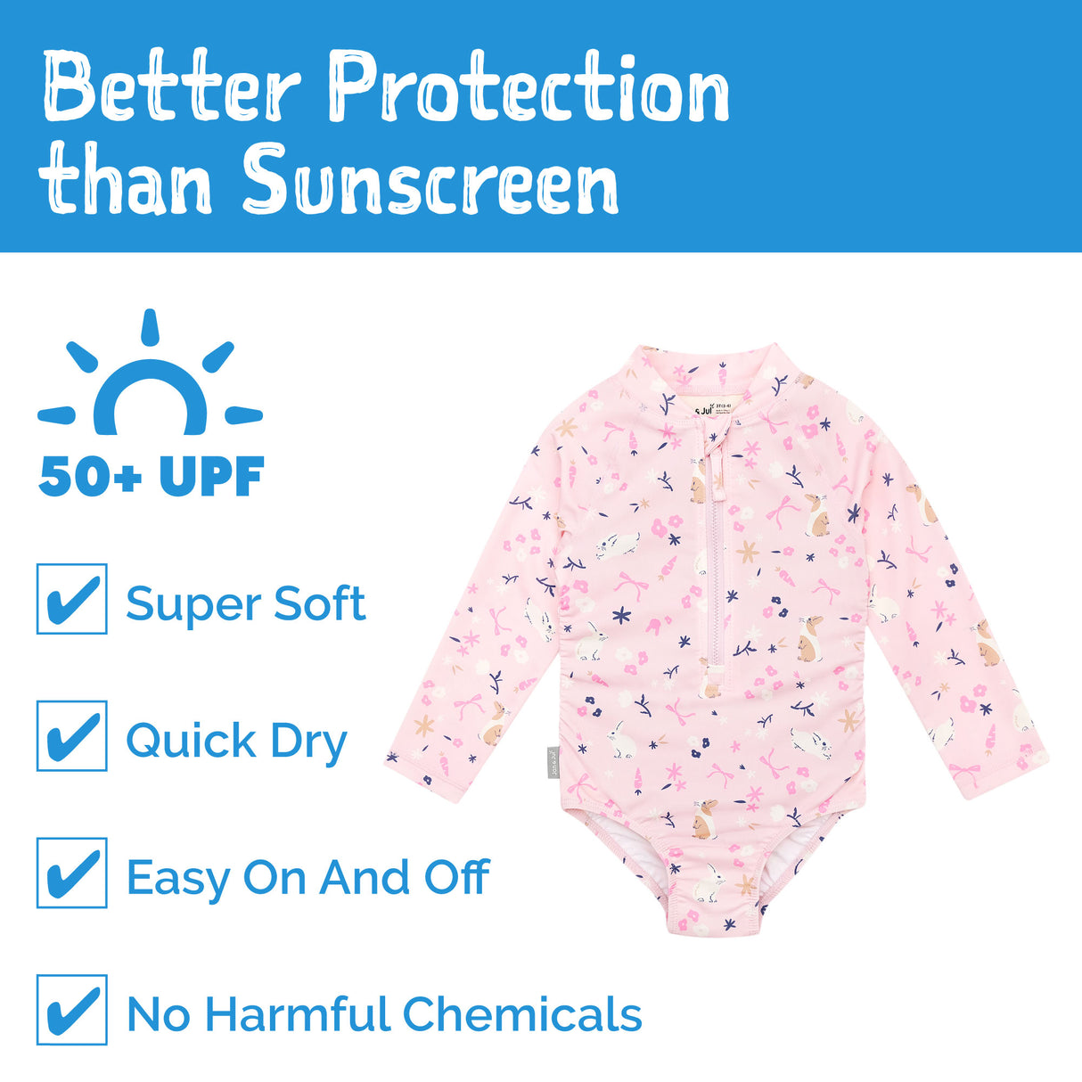 Jan N Jul Kids One Piece UV Swimsuit - Bunny Flowers