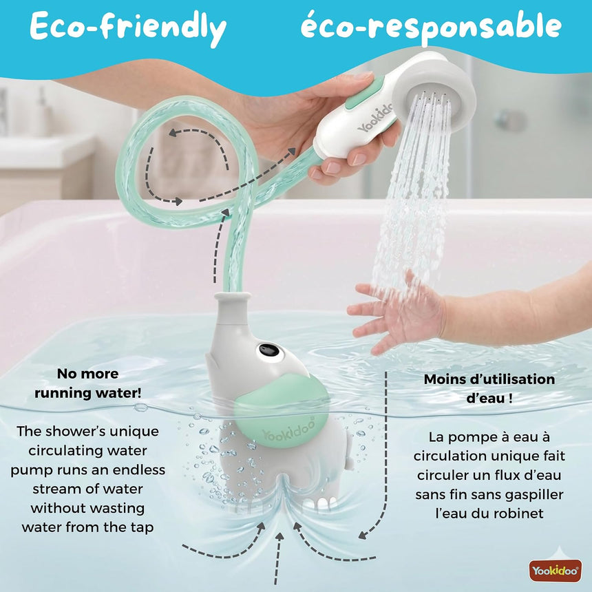 Yookidoo Elephant Baby Shower Head - TEAL - Princess and the Pea Boutique