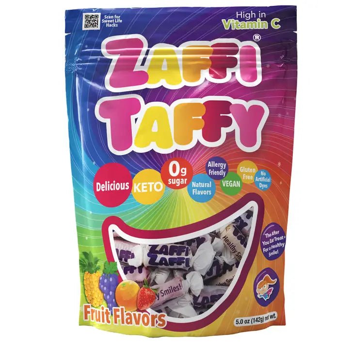Zollipops Zaffi Taffy Halloween Zero Sugar Assorted Fruit 5oz Pouch - Princess and the Pea Boutique