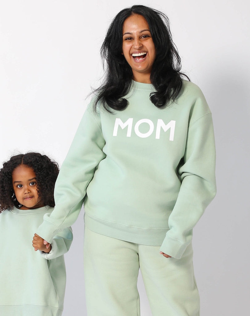 BRUNETTE The Label "MOM" Classic Crew Neck Sweatshirt | Sage - Princess and the Pea