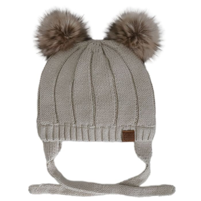 Calikids Cotton Knit PomPom Hat - Beige - Princess and the Pea