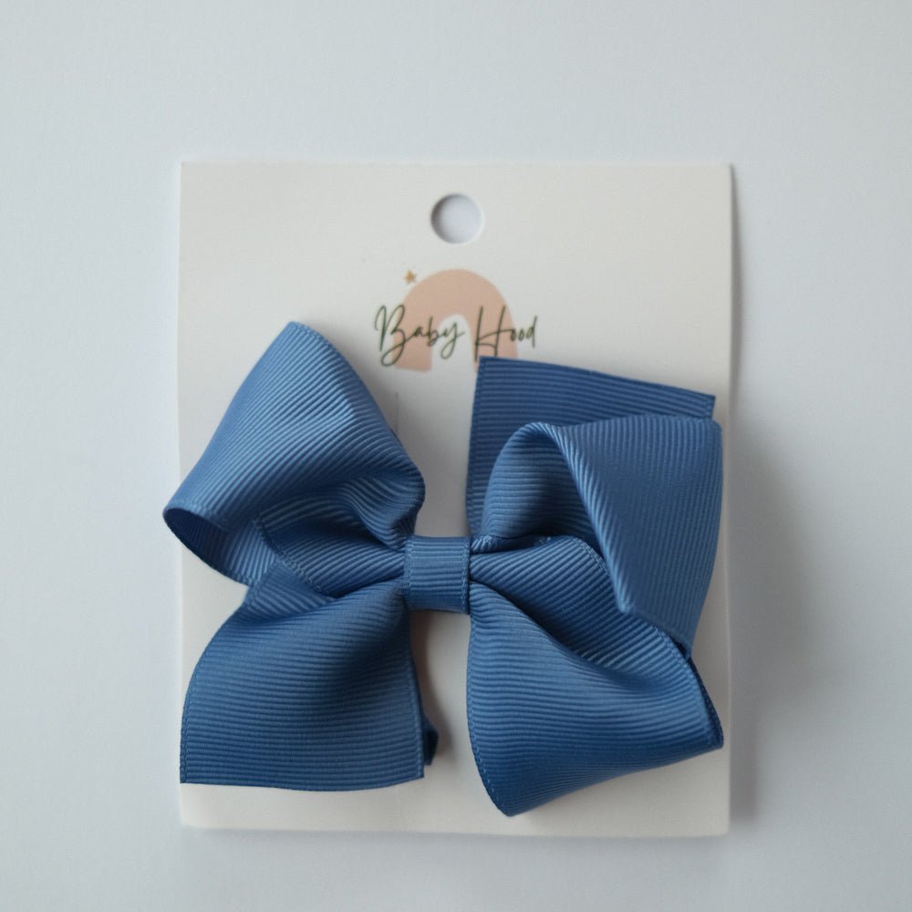 Classic Ribbon Bow - Large (3x3 Inches) Denim Blue - Princess and the Pea