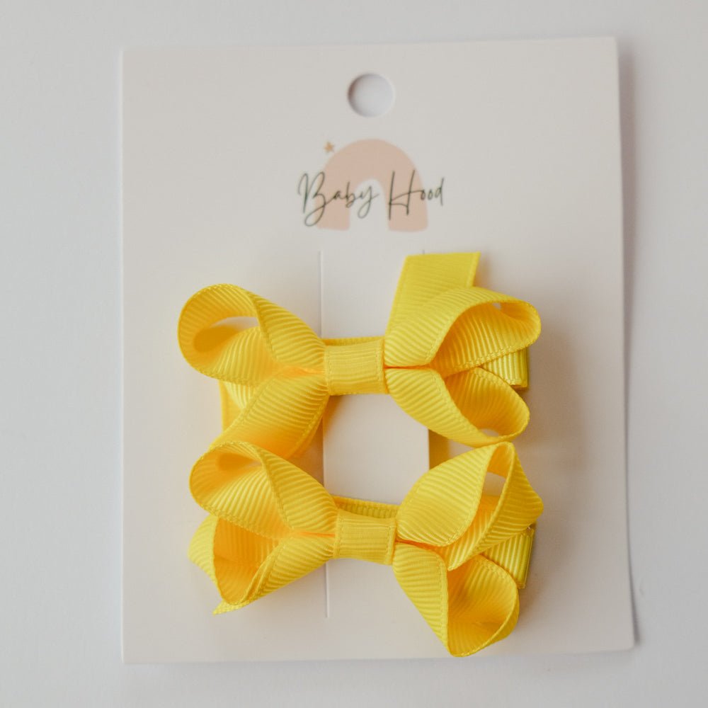 Classic Ribbon Bow Small Duo - Bright Yellow - Princess and the Pea