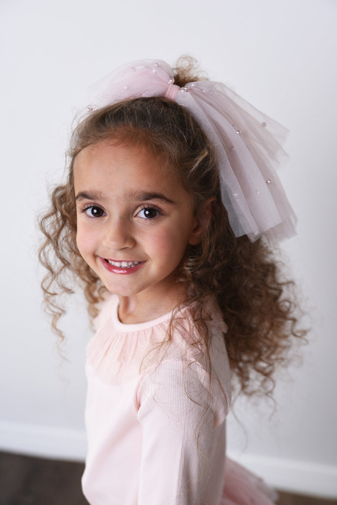 DOLLY® PEARL TULLE TIERED HAIR BOW - Dolly Pink - Princess and the Pea
