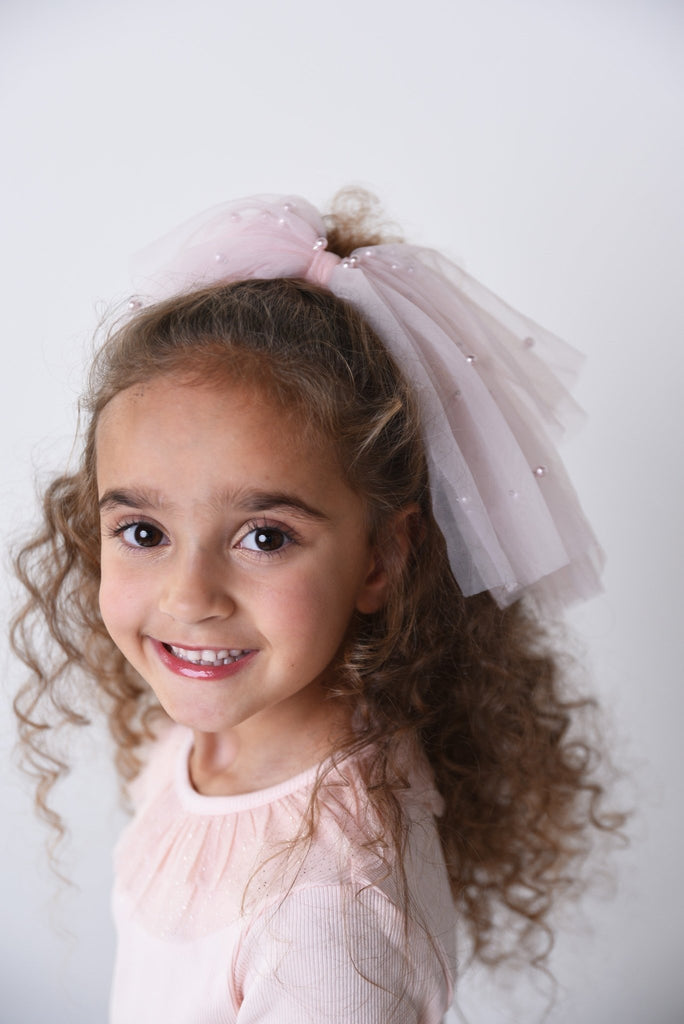 DOLLY® PEARL TULLE TIERED HAIR BOW - Dolly Pink - Princess and the Pea