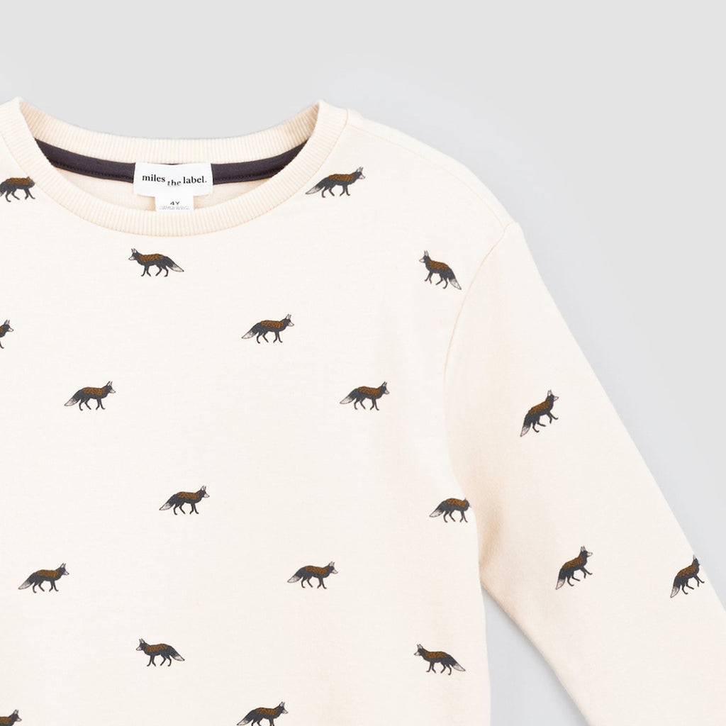 Fox Print on Crème Sweatshirt - Princess and the Pea