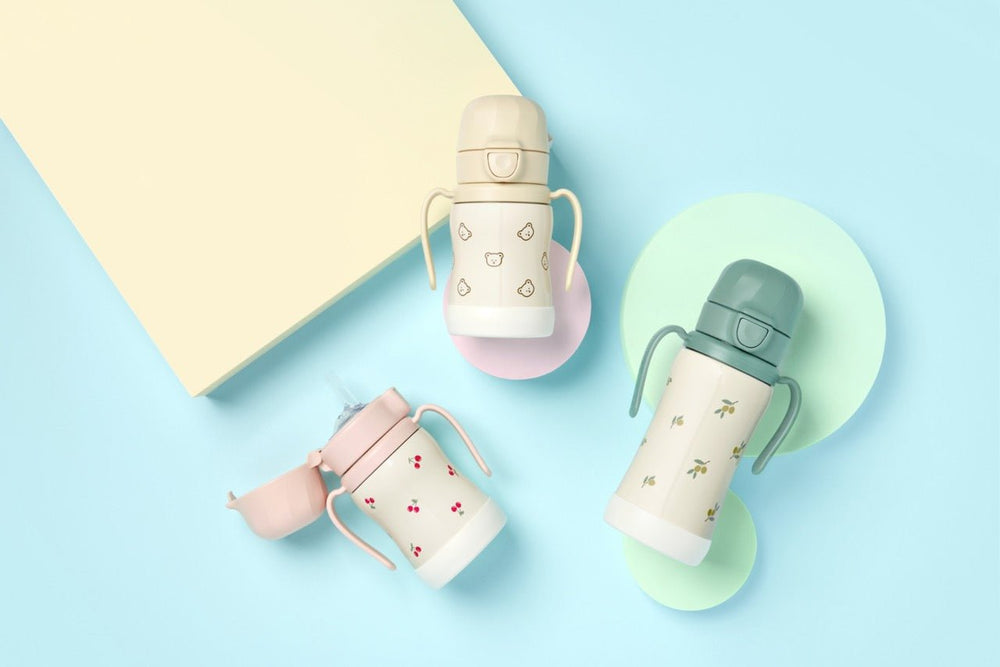 Grosmimi STAINLESS Straw CUP With One Touch Cap - Dotgom Butter - Princess and the Pea