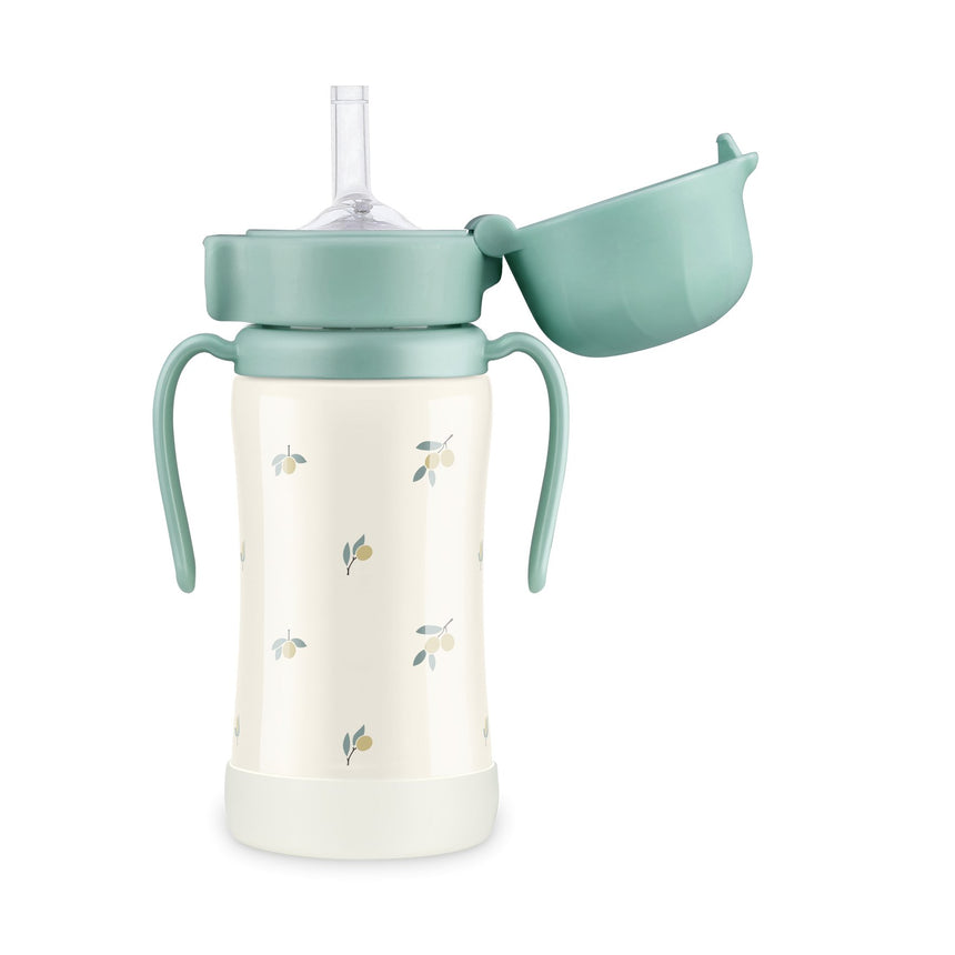 Grosmimi STAINLESS Straw CUP With One Touch Cap - Olive Pistachio - Princess and the Pea