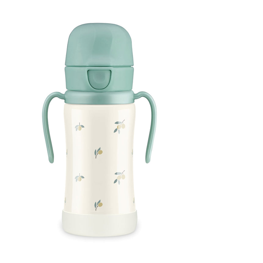 Grosmimi STAINLESS Straw CUP With One Touch Cap - Olive Pistachio - Princess and the Pea