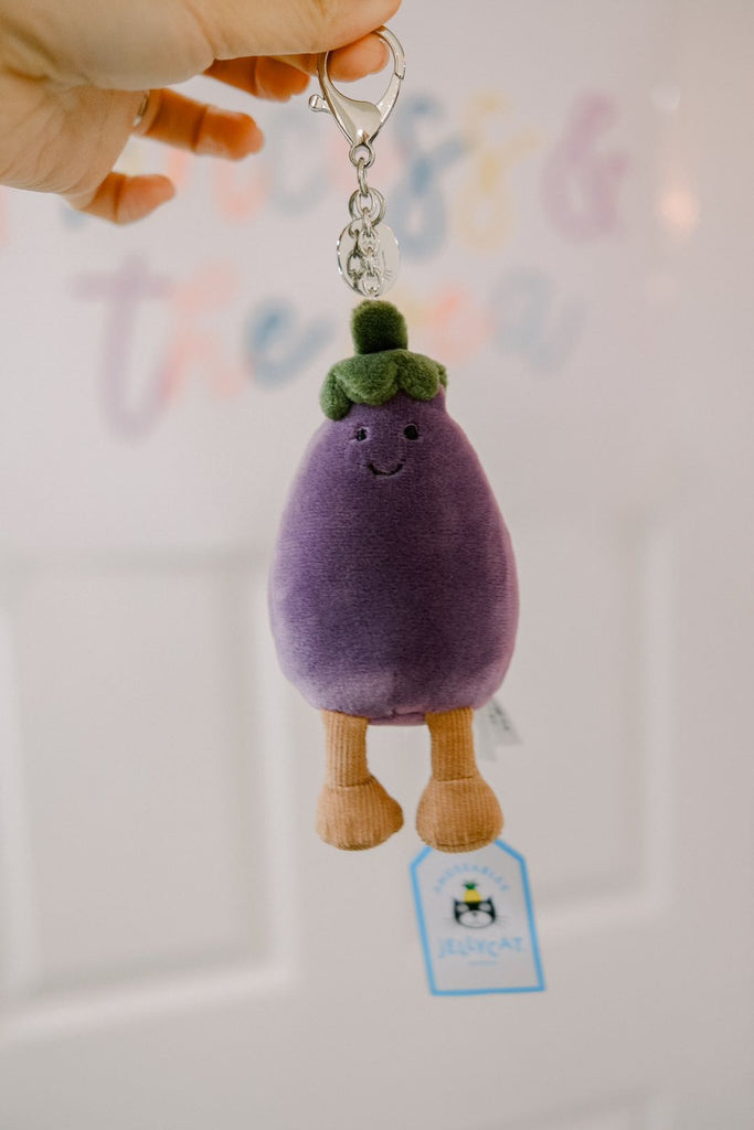 Jellycat Vivacious Eggplant Bag Charm - Princess and the Pea