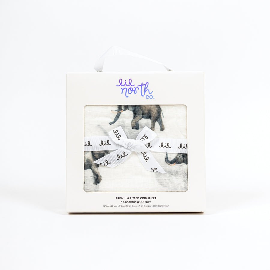 Lil North Co. Muslin Crib Sheet - Elephant - Princess and the Pea