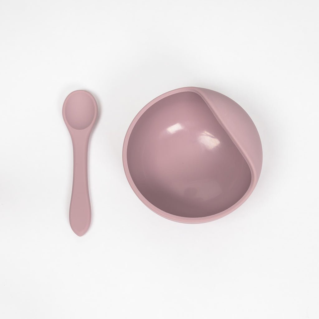 Lil North Co. Pale Mauve Silicone Suction Bowl and Spoon Set - Princess and the Pea