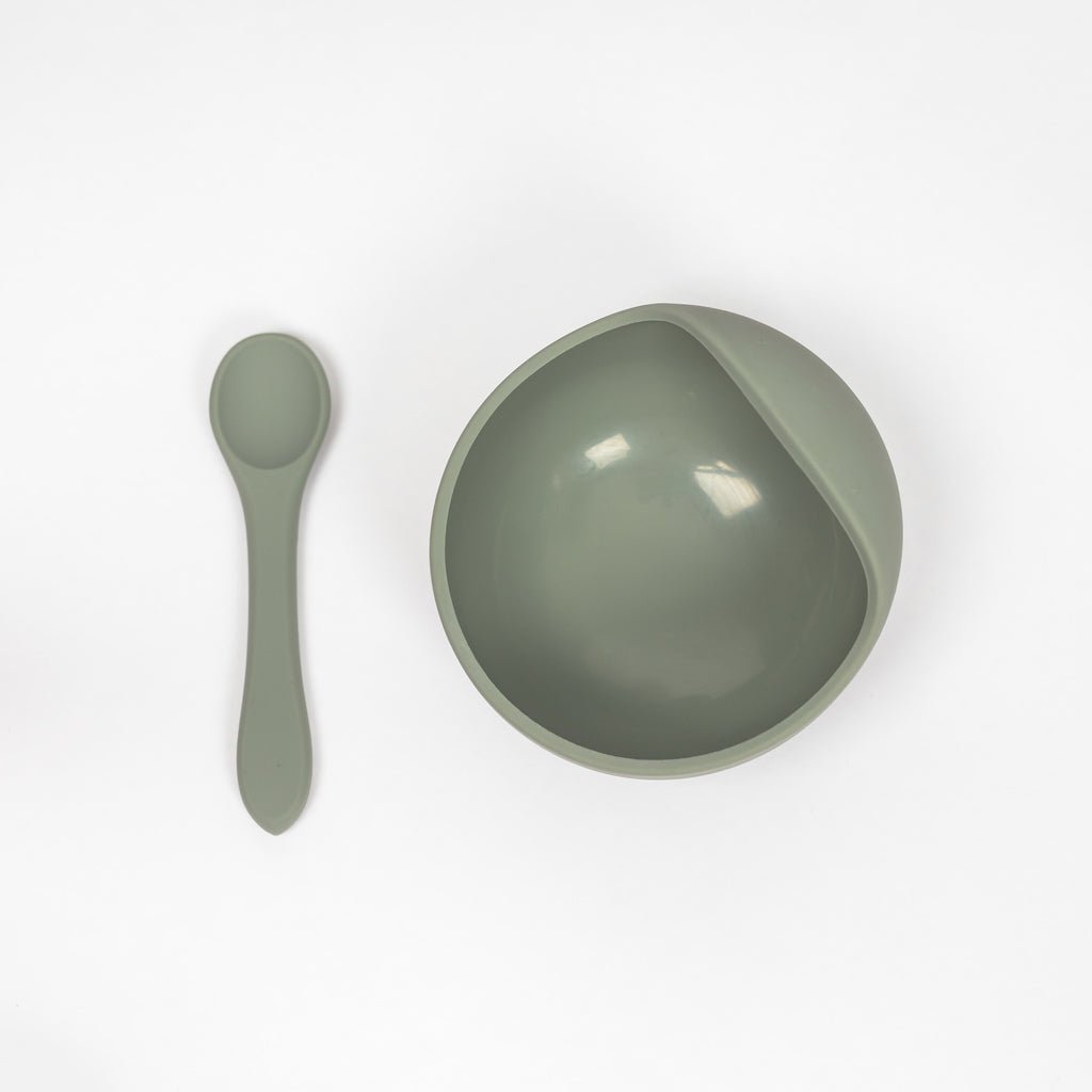 Lil North Co. Sage Silicone Suction Bowl and Spoon Set - Princess and the Pea